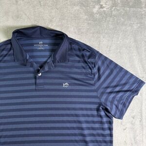 Southern Tide Mens XL Navy Blue Striped Performance Polo Shirt Short Sleeve